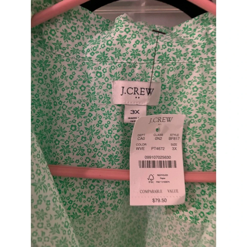 J.Crew Button-Up Shirt Floral Print Long Sleeve‎ Top Blouse 3X - Picture 2 of 3